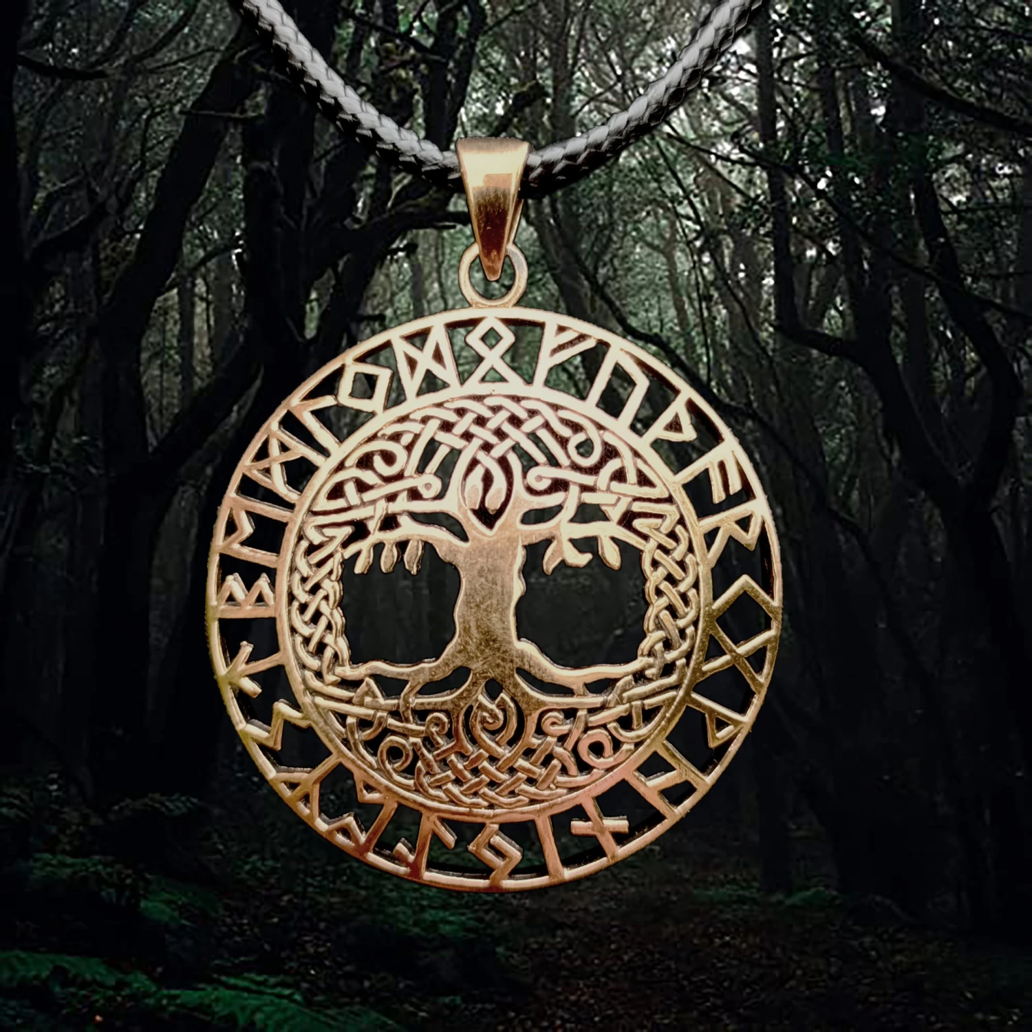 Large Bronze Yggdrasil Runic Pendant 1 Large Bronze Yggdrasil Runic Pendant