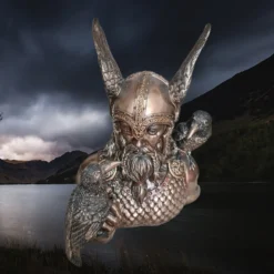 Large Resin Odin Bust Statue - Norse God Mythology -The Viking Dragon Shop nn resin odin messenger statue bust with ravens above angle view