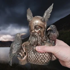 Large Resin Odin Bust Statue - Norse God Mythology -The Viking Dragon Shop nn resin odin messenger statue bust with ravens in right hand