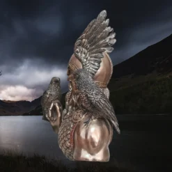 Large Resin Odin Bust Statue - Norse God Mythology -The Viking Dragon Shop nn resin odin messenger statue bust with ravens left side view