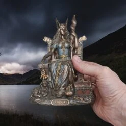 Large Resin Seated Frigga Statue - Norse God Mythology -The Viking Dragon Shop nn resin seated frigga statue in right hand