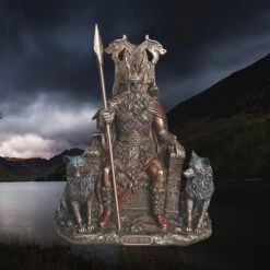 Large Resin Seated Odin Statue - Norse God Mythology