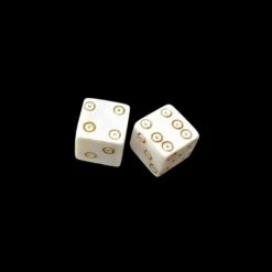 Medium Bone Dice With Brown Dot And Rings Marks -The Viking Dragon Shop pm medium bone dice brown dot and ring design x 2
