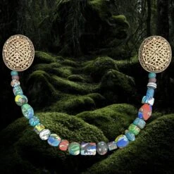 Bronze Borre Style Openwork Akershus Viking Tortoise Brooches -The Viking Dragon Shop pp bronze borre style akershus viking tortoise brooches with glass viking beads