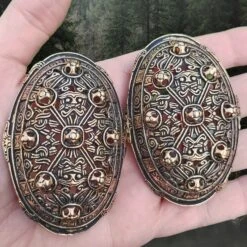 Bronze Borre Style Openwork Viking Tortoise Brooches - Large -The Viking Dragon Shop pp bronze borre style viking tortoise brooches large on hand