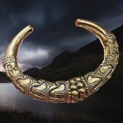 Bronze Replica Viking Bracelet / Arm Ring From Orupgard -The Viking Dragon Shop pp bronze large arm ring from orupgard above angle view