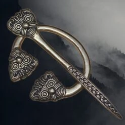 Bronze Danish Penannular Brooch With Viking Heads
