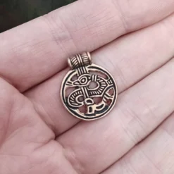 Round Bronze Viking Dragon Pendant -The Viking Dragon Shop pp bronze round dragon pendant from birka on hand