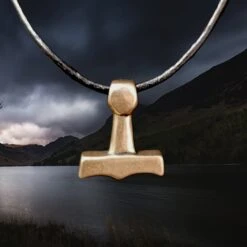 Small Bronze Replica Thors Hammer Pendant From Sejero -The Viking Dragon Shop pp bronze thors hammer pendant from sejero denmark on leather cord