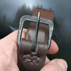 Long Leather Viking / Medieval Belt With Hand-Forged Iron Buckle - 25mm (1 Inch) Width -The Viking Dragon Shop pp iron viking buckle 25mm 1 inch width on brown leather belt in hand 8c731293 53a6 4281 a302 74d532e355bd 914677