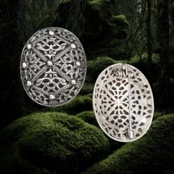 Silver Plated Borre Style Openwork Akershus Viking Tortoise Brooches -The Viking Dragon Shop pp silver plated borre style akershus viking tortoise brooches front and back