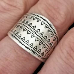 Embossed Silver Replica Viking Ring -The Viking Dragon Shop pp silver plated embossed viking ring on finger