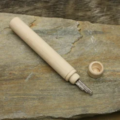 Wooden Viking / Medieval Needlecase -The Viking Dragon Shop qs large wooden needle case on rock with needles
