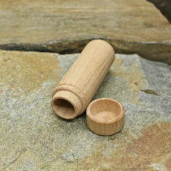 Wooden Viking / Medieval Needlecase -The Viking Dragon Shop qs small wooden needle case on rock open