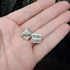 Medium Bone Dice With Black Dot And Rings Marks -The Viking Dragon Shop rc medium bone dice on hand 2