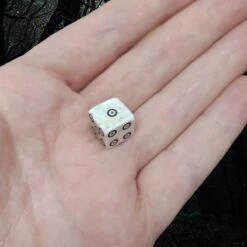 Medium Bone Dice With Black Dot And Rings Marks -The Viking Dragon Shop rc medium bone die on hand