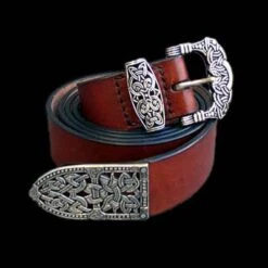 High Status Leather Viking Belt With Silver Fittings -The Viking Dragon Shop red gokstad viking belt with silver fittings