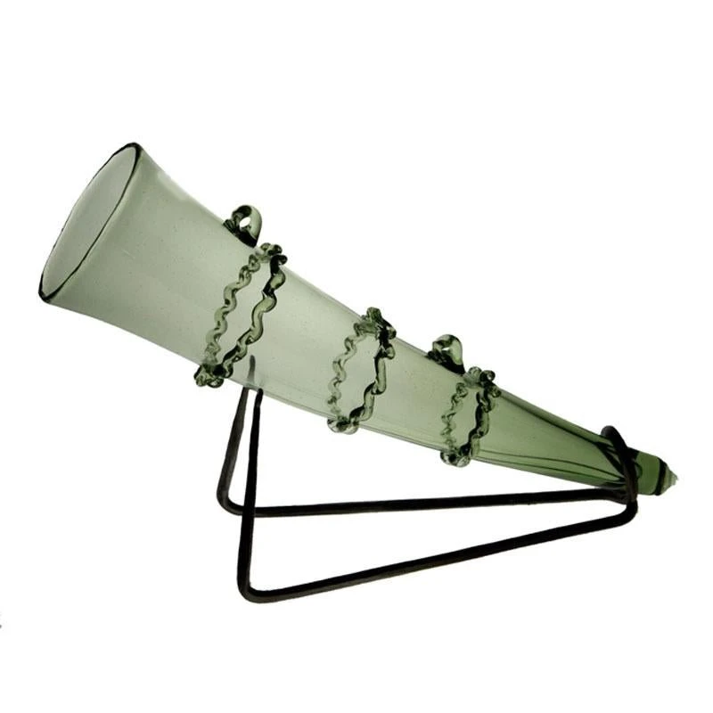 Glass Viking Drinking Horn With Iron Stand 1 Glass Viking Drinking Horn With Iron Stand
