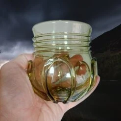 Round Viking Glass From Birka -The Viking Dragon Shop sg glass beaker from birka in hand