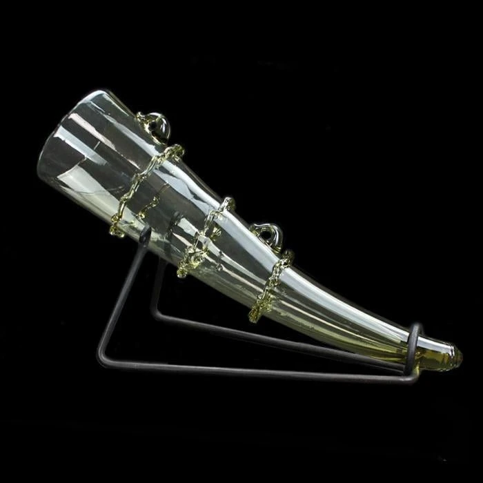 Glass Viking Drinking Horn With Iron Stand 2 Glass Viking Drinking Horn With Iron Stand - Image 2