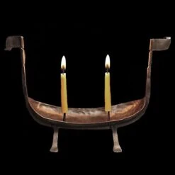 Hand-Forged Viking Longship Iron Candle Holder