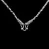 Slim Silver Anchor Chain Pendant Necklace With Gotland Dragon Heads
