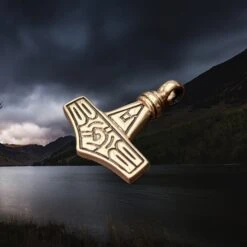 Bronze Gotland Replica Thors Hammer Pendant -The Viking Dragon Shop sn bronze gotland thors hammer back angle view