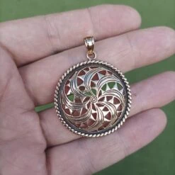 Large Bronze Sun Wheel Pendant