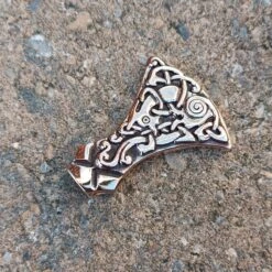 Bronze Mammen Axe Head Pendant -The Viking Dragon Shop sn bronze mammen axe head pendant on stone angle