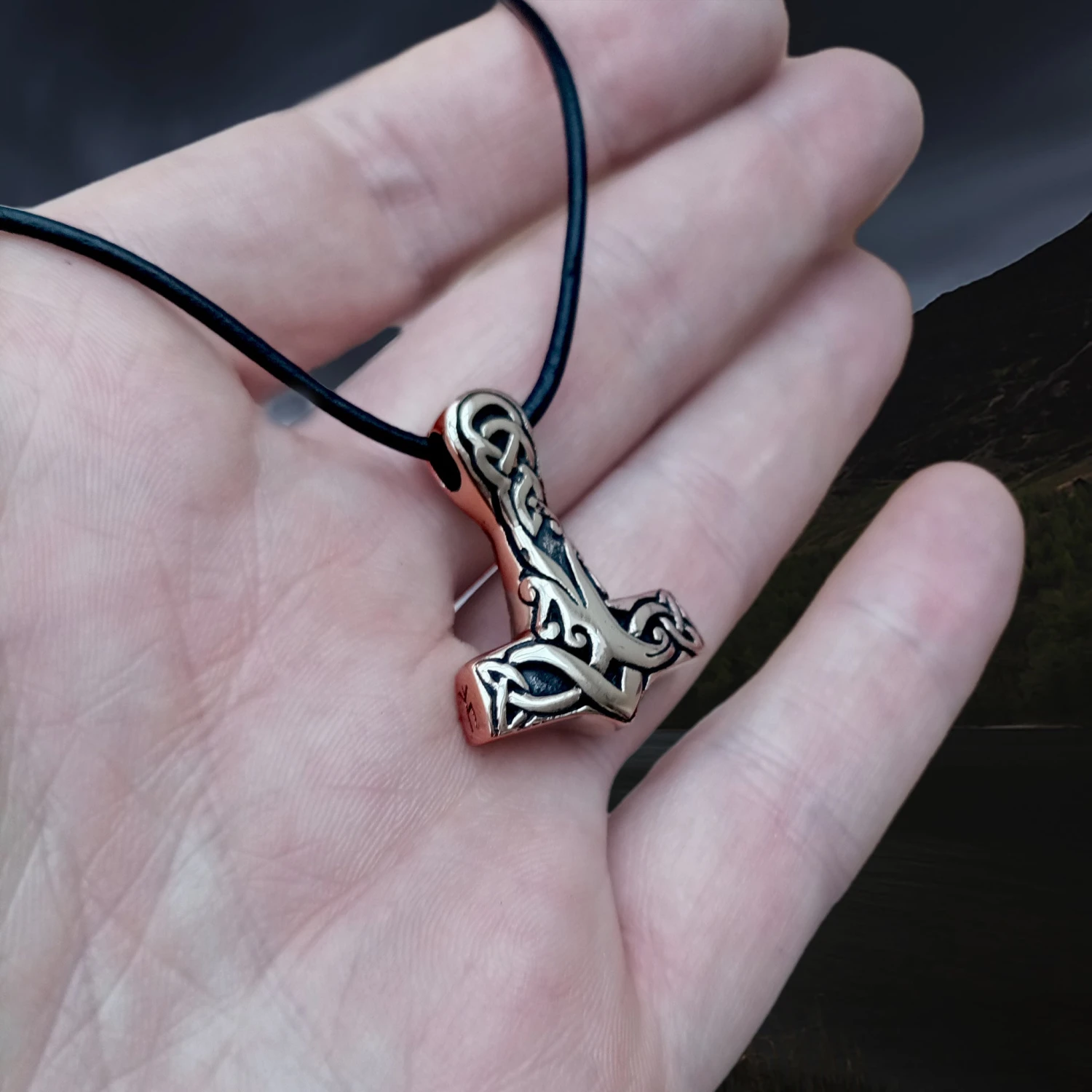 Medium Bronze Interlace Thors Hammer Pendant 2 Medium Bronze Interlace Thors Hammer Pendant - Image 2