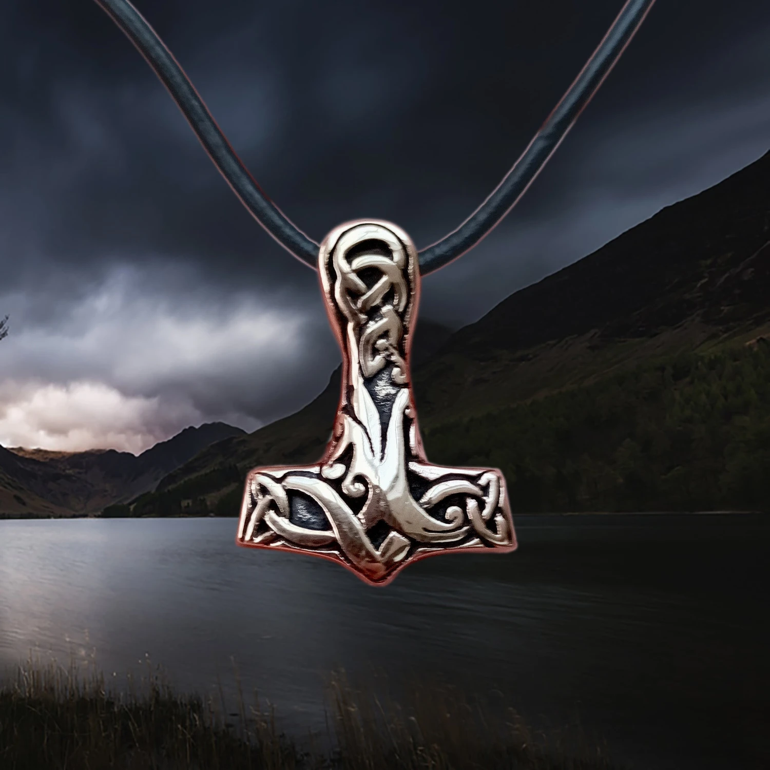 Medium Bronze Interlace Thors Hammer Pendant 1 Medium Bronze Interlace Thors Hammer Pendant