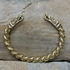 Twisted Bronze And Silver Bracelet With Gotlandic Dragon Heads