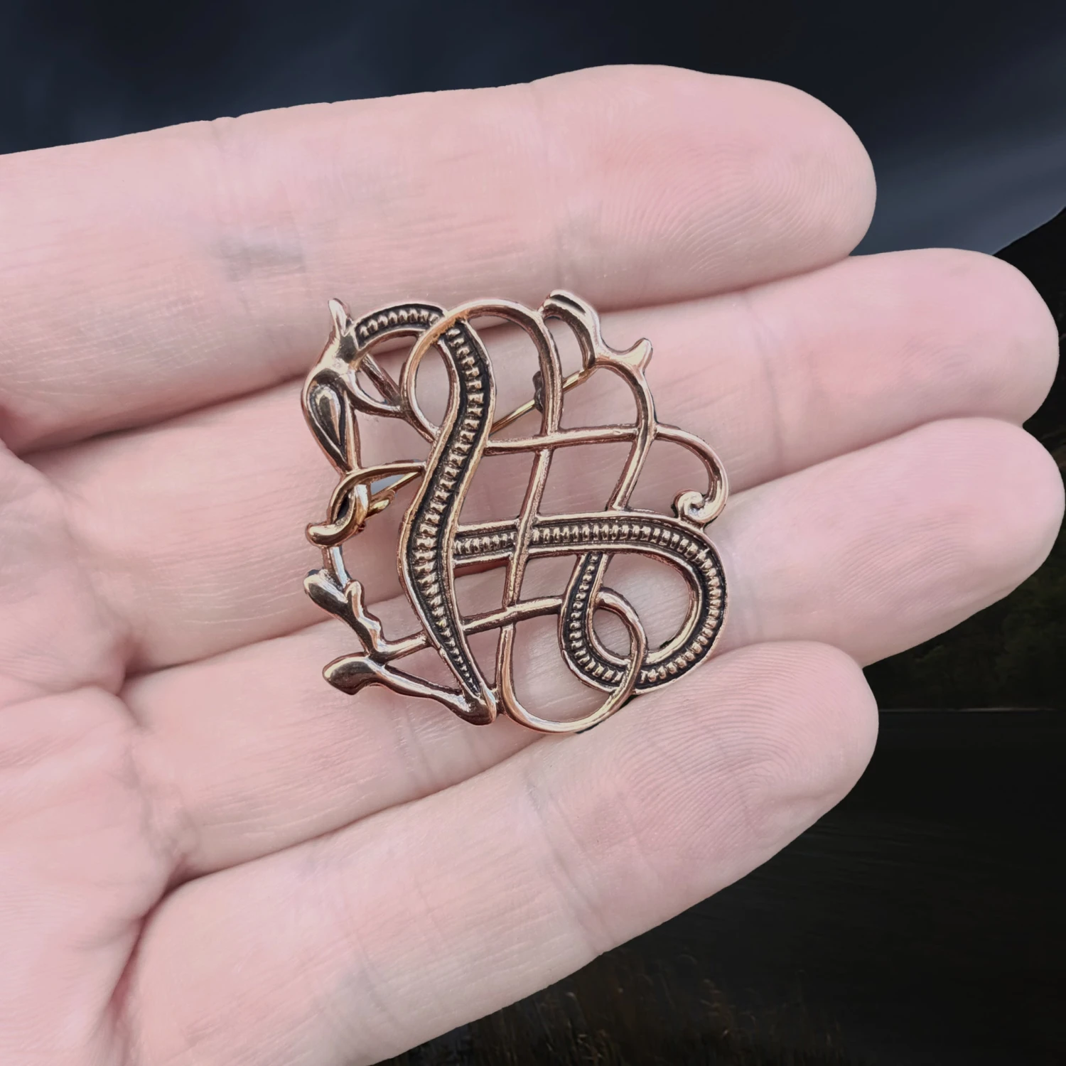 Bronze Jelling Dragon Viking Brooch 2 Bronze Jelling Dragon Viking Brooch - Image 2