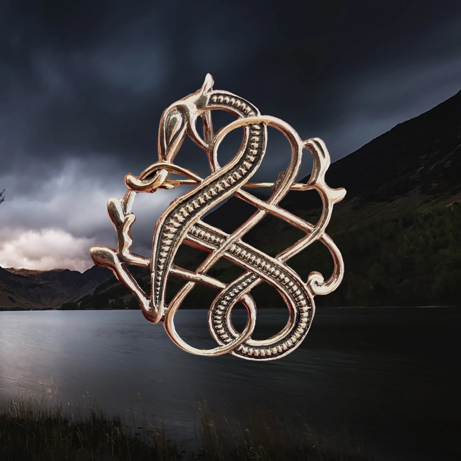 Bronze Jelling Dragon Viking Brooch 1 Bronze Jelling Dragon Viking Brooch