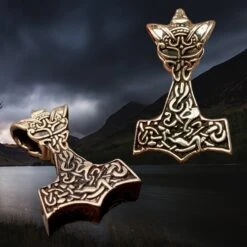 Bronze Wolf Thors Hammer Pendant