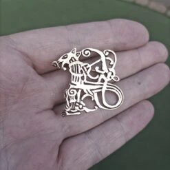 Bronze Jelling Wolf Viking Brooch -The Viking Dragon Shop sn bronze wolf jelling brooch on hand