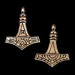 Bronze Gotland Replica Thors Hammer Pendant -The Viking Dragon Shop sn gotland thors hammer bronze front and back