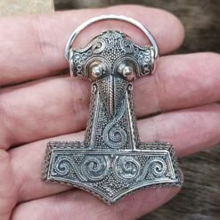 The Viking Dragon Shop -The Viking Dragon Shop sn large silver kabara hammer with ring on hand