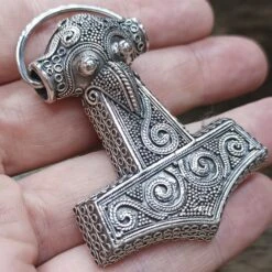 Large Silver Filigree Thors Hammer Pendant Replica From Kabara
