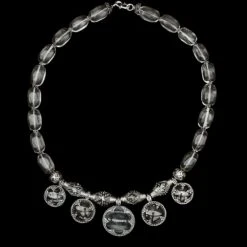 5 Lens Rock Crystal Silver Necklace From Gotland -The Viking Dragon Shop sn rock crystal 5 lens gotland silver necklace new