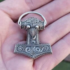 Silver Filigree Thors Hammer Pendant Replica From Kabara -The Viking Dragon Shop sn silver filigree kabara thors hammer on hand