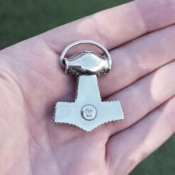 Silver Filigree Thors Hammer Pendant Replica From Kabara -The Viking Dragon Shop sn silver filigree kabara thors hammer on hand back view
