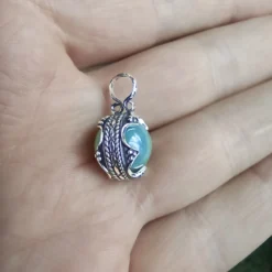 Small Silver Gotland Aventurine Ball Pendant -The Viking Dragon Shop sn silver gotland ball pendant aventurine ball in hand side view