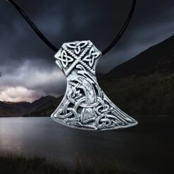 Silver Knotwork Viking Axe Head Pendant