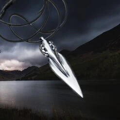 Large Viking Bear Spear Pendant - Silver