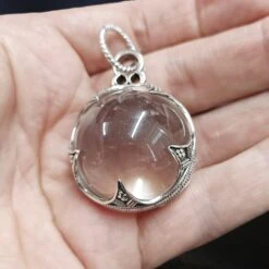 Large Silver Gotland Crystal Ball Pendant -The Viking Dragon Shop sn silver large gotland crystal ball pendant in hand