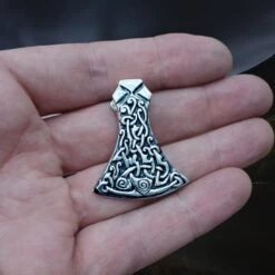 Silver Mammen Axe Head Viking Pendant -The Viking Dragon Shop sn silver mammen axehead pendant on hand