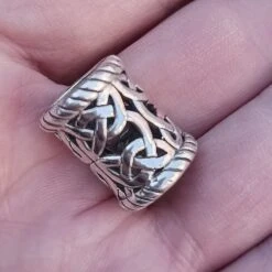 Large Openwork Viking Beard Ring -The Viking Dragon Shop sn silver openwork beard ring on hand large size
