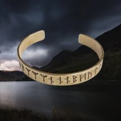 Brass Runic Bracelet From Lindholm -The Viking Dragon Shop tc brass dark age runic bracelet from lindholm