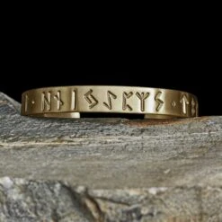 Brass Elder Futhark Viking Bracelet